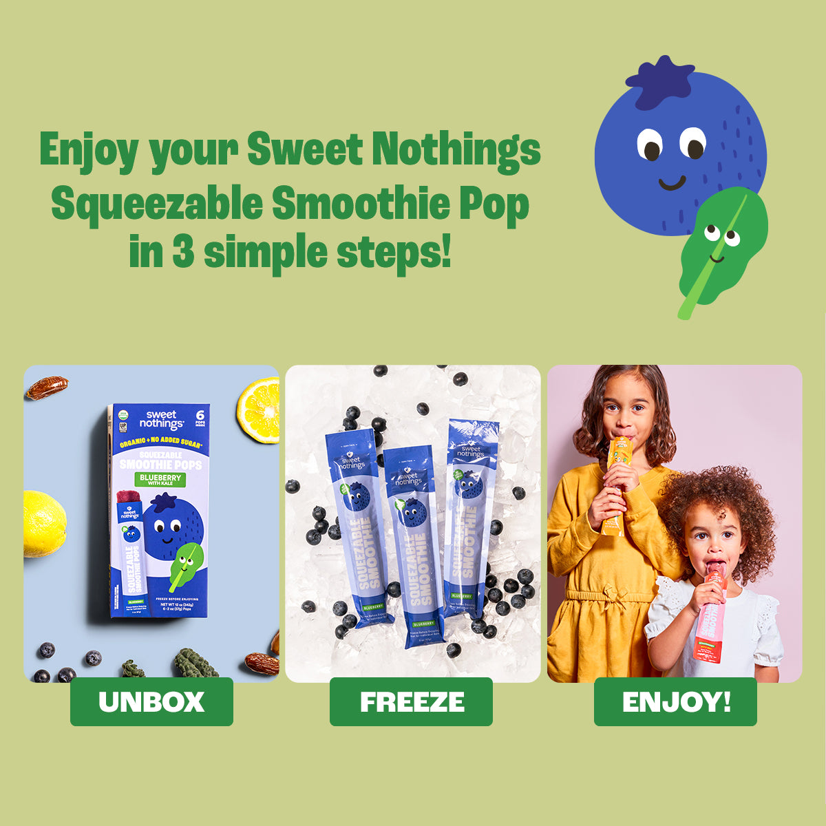 Blueberry Kale Smoothie Pops